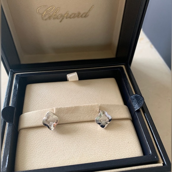 Chopard Jewelry - Chopard Happy Diamonds Clover White Gold Earrings